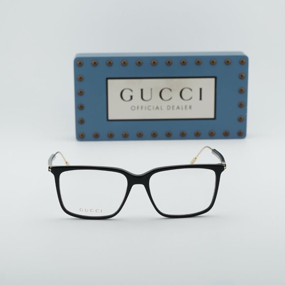 Gucci GG1273O 001 Rectangle Eyeglasses 56mm – Black/Gold - Picture 3 of 11
